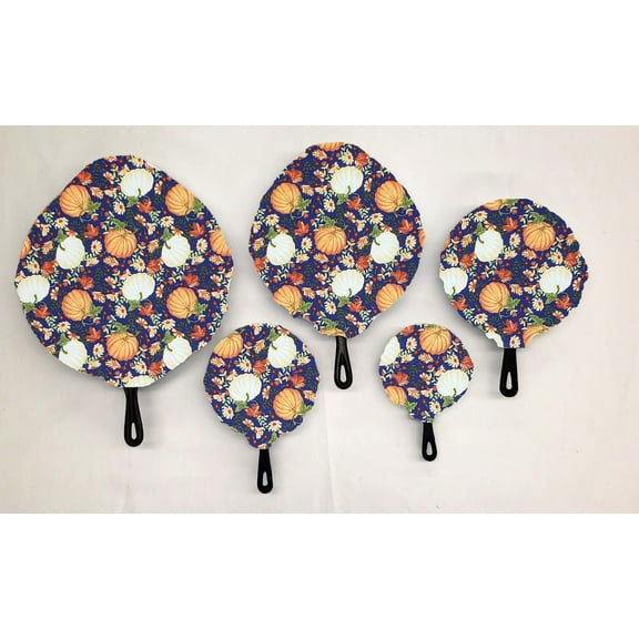 Fall Harvest Cast Iron Pan Covers (Set of 5) by Penny's Needful Things (Pumpkins on Purple)