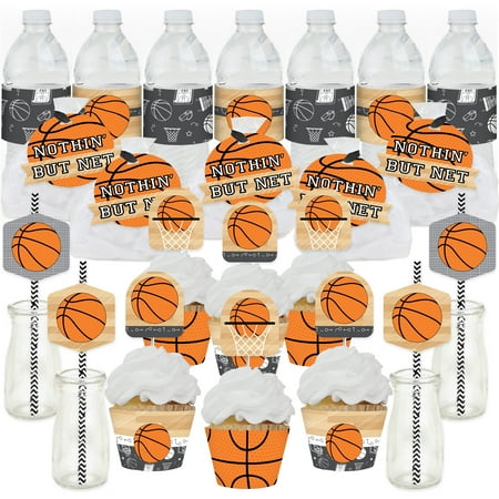 Big Dot of Happiness Nothin' But Net - Basketball - Baby Shower or Birthday Party Favors and Cupcake Kit - Fabulous Favor Party Pack - 100 Pieces