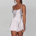 thumbnail image 3 of Women's Sexy Backless Satin Mini Dress Layered Ruffle Hem Tie Back Graduation Dress, 3 of 9