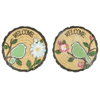 Northlight Set of 2 Welcome Birds Outdoor Floral Garden Stones 11"