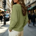 thumbnail image 5 of Kadlawus Long Sleeve Loose V Neck Pullover Women Fall Knit Sweater Cozy Soft Plus Size Tunic Tops for Commute Weekend Travel Holiday Casual Wear, Green L, 5 of 6