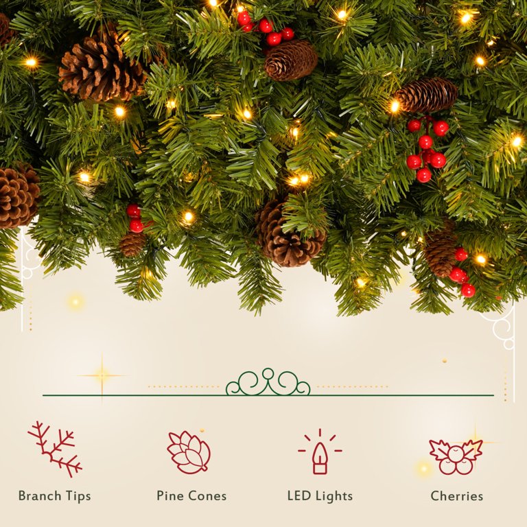 6 Green Scotch Pine Artificial Christmas Tree With 300 Clear Led