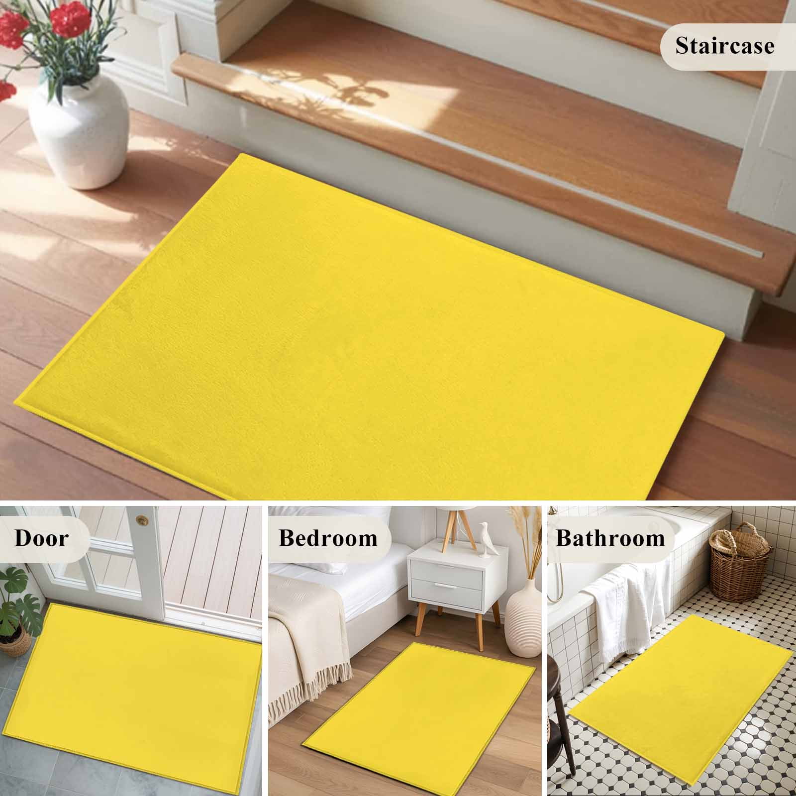 Entrance Runner Rug 2'x3', Yellow Non-slip Doormat for Indoor Outdoor Entrance, Pure Yellow Washable Throw Floor Mat for Front Door/Living Room/Bedroom/Bathroom/Kitchen