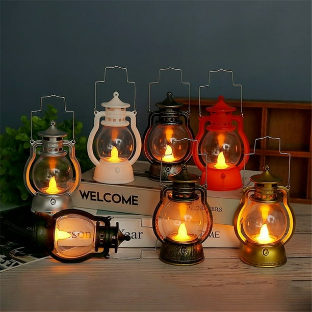 Retro Kerosene Lamp Colorful Button Battery Switch Small Oil Light