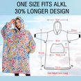 thumbnail image 4 of Oversized Wearable Blanket Hoodie,Pink Pioneer Flower Pattern Sherpa Blanket Hoodie with Super Pockets,Super Warm Fuzzy Pullover for Women & Men, 4 of 6