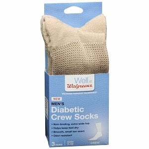 CALKED AWEHIRU Walgreens Diabetic Crew Socks for Men, Khaki, Sizes 7-12, 3 pr