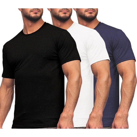 Paquete de 3 Playeras para Hombre Shendy Vendy Manga Corta de Cuello Redondo Ajuste Regular Algodon Fit Transpirable