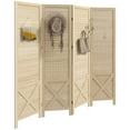 thumbnail image 1 of HOMCOM 4.7' 4 Panel Room Divider with Pegboard Display for Indoor, 1 of 10