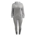 thumbnail image 6 of Casual Drawstring Pantsuits Two-piece Set, Pocket Hoodies Tops & Loose Long Sweatpants Set, Women's Clothing, 6 of 7