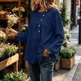 thumbnail image 6 of Klisyaur Womens Crew Neck Shirts Side Button Up Long Sleeve Tunic Tops Casual Loose Comfy Fall Winter Blouses, 6 of 8