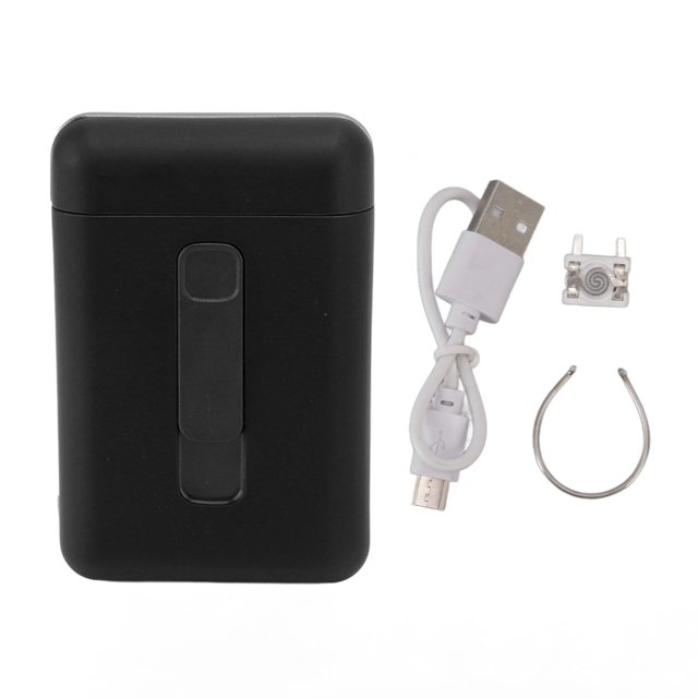 Rechargeable 20 Thick Cigarette Case Box with Lighter Portable Electric Lighter for Men Women Black