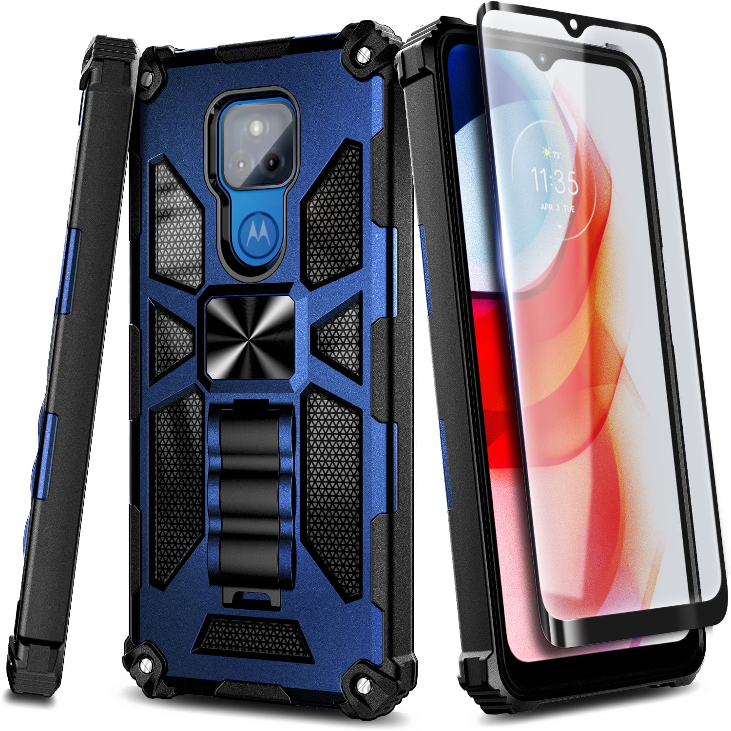 Motorola Moto G Play 2021 Case with Tempered Glass Screen