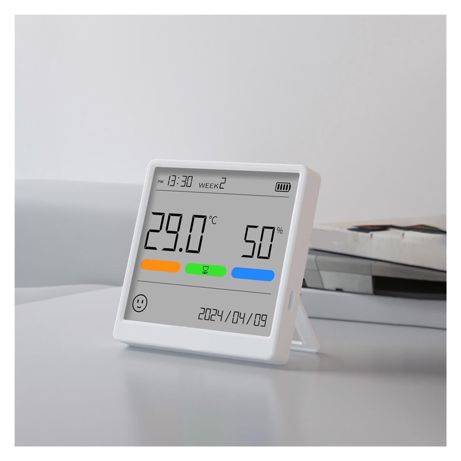 4.3 Inch LCD Electronic Digital Temperature Humidity Meter Clock Sensor Gauge Weather Station ,Real-Time