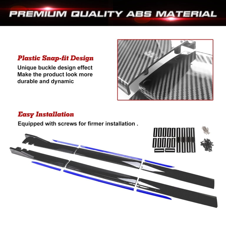 JMTBNO 78.7 Inch Glossy Black Side Skirt Extensions For Subaru WRX STI - 6 Piece Kit