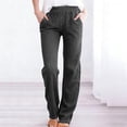 thumbnail image 2 of Outfmvch Cotton Linen Pants Beach Pants for Women Beach Vacation Clothes Palazzo Flowy Pants Straight Leg Lounge Paper Bag Pants Women Gauchos for Women Flowy Pants Summer Beach Pants Gray 3XL, 2 of 4