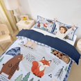 thumbnail image 3 of Castle Fairy Cute Camo Woodland Animal Twin Duvet Cover,Fox Bear Deer Puppy Pine Twin Bedding,Sky Blue Cream,Navy Blue Reversible,2pcs,No Comforter,1 Duvet Cover and 1 Pillowcase, 3 of 6