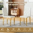 thumbnail image 4 of NYEESS Set of 4 White PU Dining Chairs with Buckle Backrest and Gold Metal Legs, 4 of 10