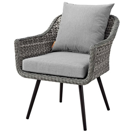 Gray Wicker Chairs Modern Contemporary Urban Design Outdoor Patio Balcony Garden Furniture Lounge Chair Armchair, Rattan Wicker Aluminum Metal, Grey Gray ()
