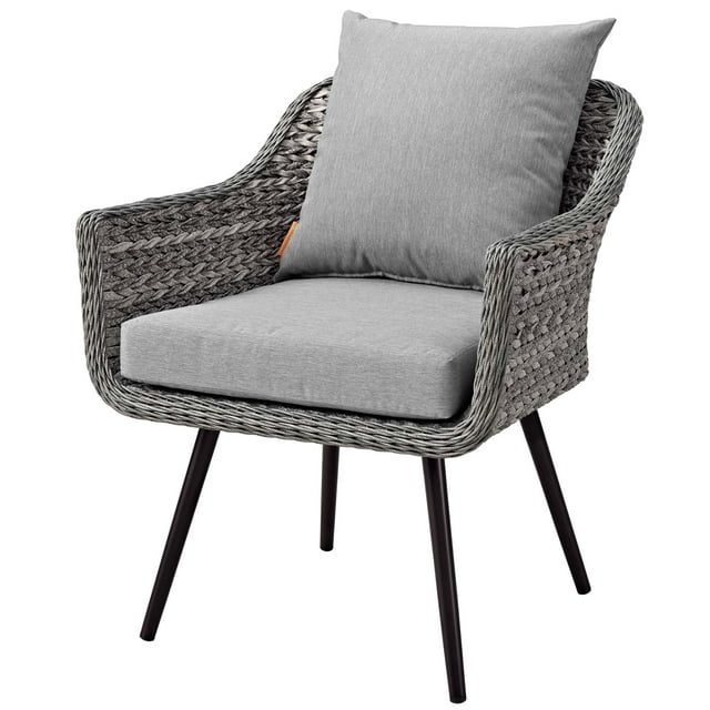 Modern Contemporary Urban Design Outdoor Patio Balcony Garden Furniture Lounge Chair Armchair, Rattan Wicker Aluminum Metal, Grey Gray