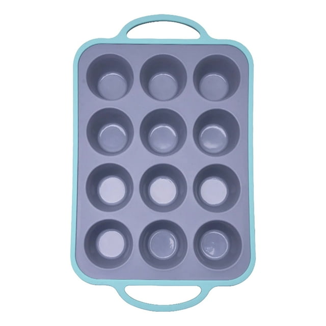 Silicone Pan with Stainless 12 Cupcake Baking Tray Easy Release Cake Non Stick Cupcake for Cheese Puffs