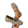 thumbnail image 6 of KIJBLAE Women's Stripe Polka Dot Low Cut Moccasin Flats, Slip On Soft Sole Trendy Daily Casual Shoes Khaki 42, 6 of 9