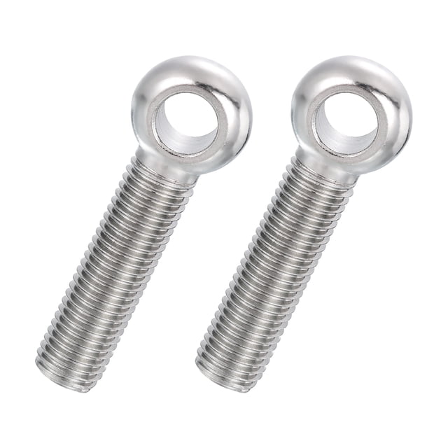 Uxcell 2 Pcs M20x85mm Shoulder Swing Lifting Eye Bolt, 304 Stainless Steel Metric Full Thread Fisheye Eye Slip Hole Screw Rigging Bolt Metal Fasteners Screws, Silver Tone