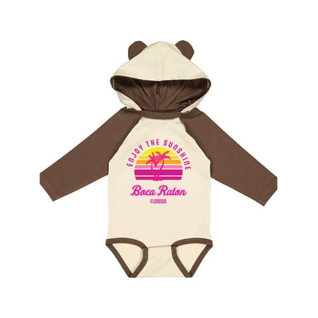 

Inktastic Summer Enjoy the Sunshine Boca Raton Florida in Pink Gift Baby Boy or Baby Girl Long Sleeve Bodysuit