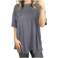 thumbnail image 3 of ZyeKqe Oversized T Shirts for Women Short Sleeve Shirts Round Neck Top Solid Color Loose Fitted Tees, 3 of 7