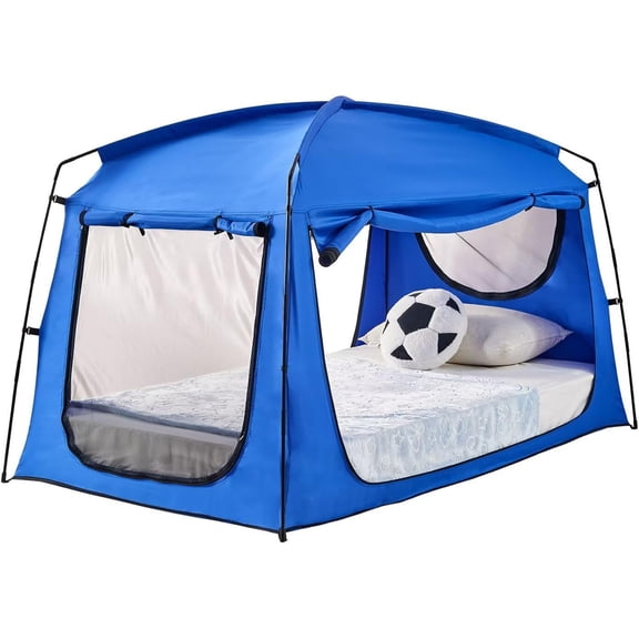Privacy Sleep Indoor Bed Tent for Adults Kids, Portable Blackout 80% Canopy Tents with 3 Doors Breathable Mesh Windows