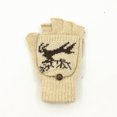 thumbnail image 1 of Guantes de lana de otoño e invierno para hombres y mujeres, guantes cálidos de doble uso con tapa de copo de nieve, guantes de medio dedo tejidos con ciervo, 1 of 6