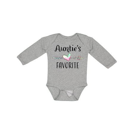 

Inktastic Aunties Favorite- Heart Grandchild Gift Baby Boy or Baby Girl Long Sleeve Bodysuit