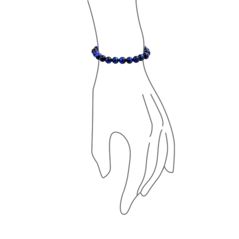 Natural Handmade Blue Tiger Eye Bracelet - Semi Precious Round Beads Stretch Bracelet - Gemstone Beaded 8mm - Planet Jupiter Bracelets