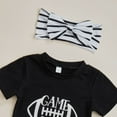 thumbnail image 3 of Ensemble de Shorts pour Bébé Lettre T-Shirt à Manches Courtes à Col Rond Hauts Shorts de Rugby FOOTBALL Bandeau à Nœud 0-24 m, 3 of 8