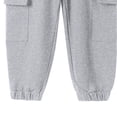 thumbnail image 5 of ZOYOEN Boys Cargo Sweatpants with Pockets- Elastic Waist Baggy Straight Leg Casual Kids Jogger Pants Gray Size 7-8Years, 5 of 6