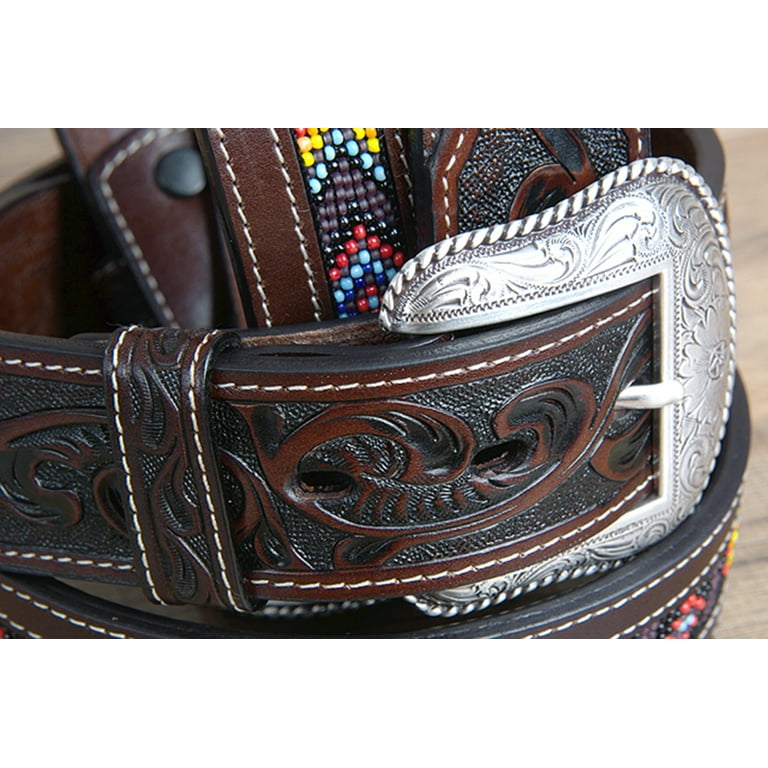 RAWHYD Western Leather Belt - Mens Western Belt - Cowboy Belts for Men,  Waist Size - 30, Belt Size - 32