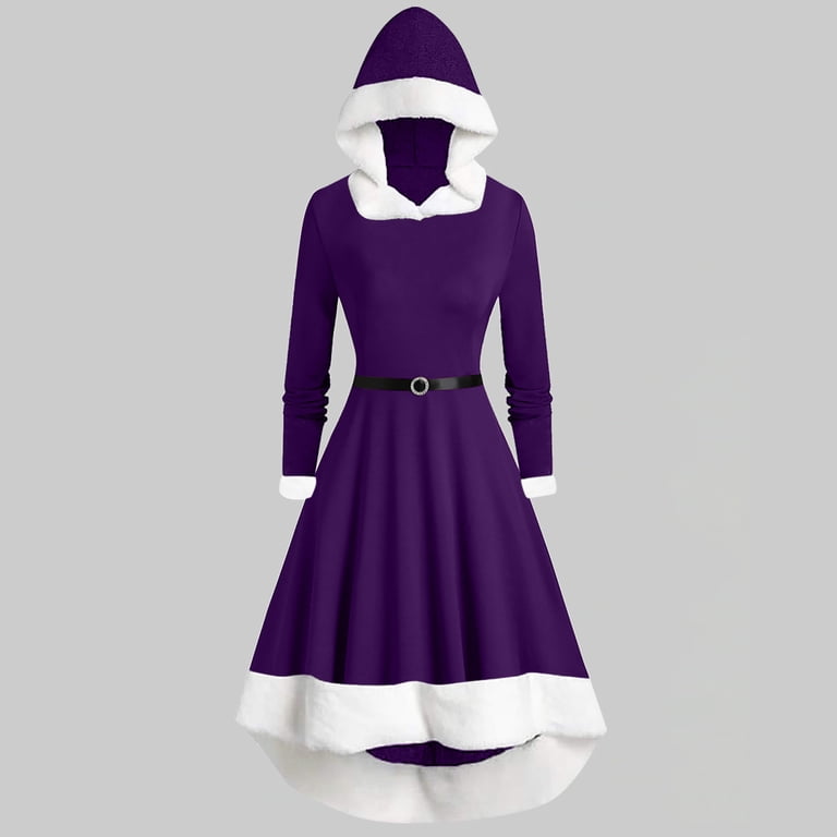 Black and Friday Christmas Dress Deals 2024 Mrs Claus Costume for Women  Furry Neck Christmas Dress Hooded Red Xmas Outfits Vintage Prom Party  Cocktail Dress - Walmart.com