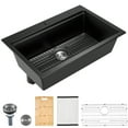 thumbnail image 1 of KFFKFF 33 inch Kitchen Sink Workstation, Top Mount Granite Sinks, Drop-In Single Bowl Farmhouse Basin with Multiple Accessories, Household Dishwasher Sink for RV, Prep Kitchen, and Bar (Black), 1 of 9