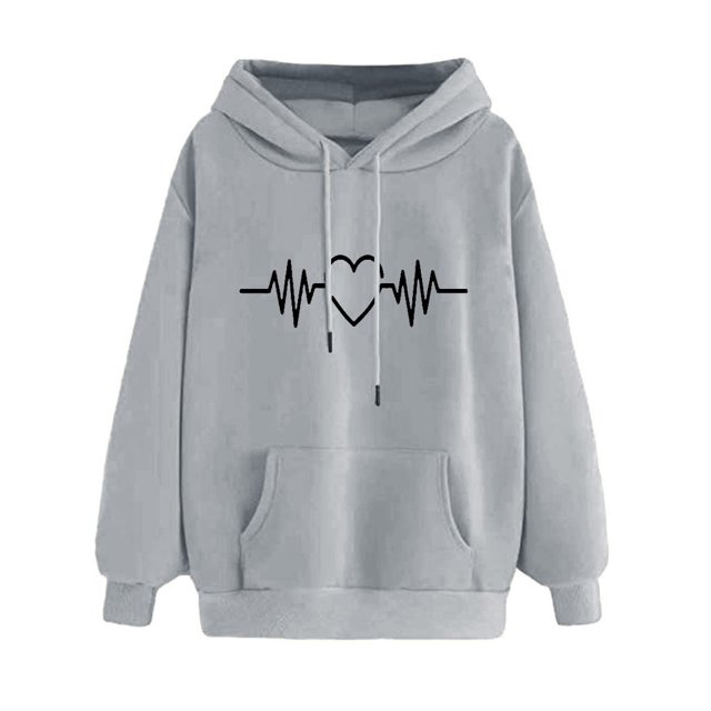 Cathalem Womens Casual Long Sleeve Sweatshirt Long Sleeve Sweatshirt Drawstring Pullover Tops,Gray L