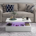 thumbnail image 3 of Topbuy LED Coffee Table Modern High Gloss with 20-Color LED Lights, White, 3 of 7