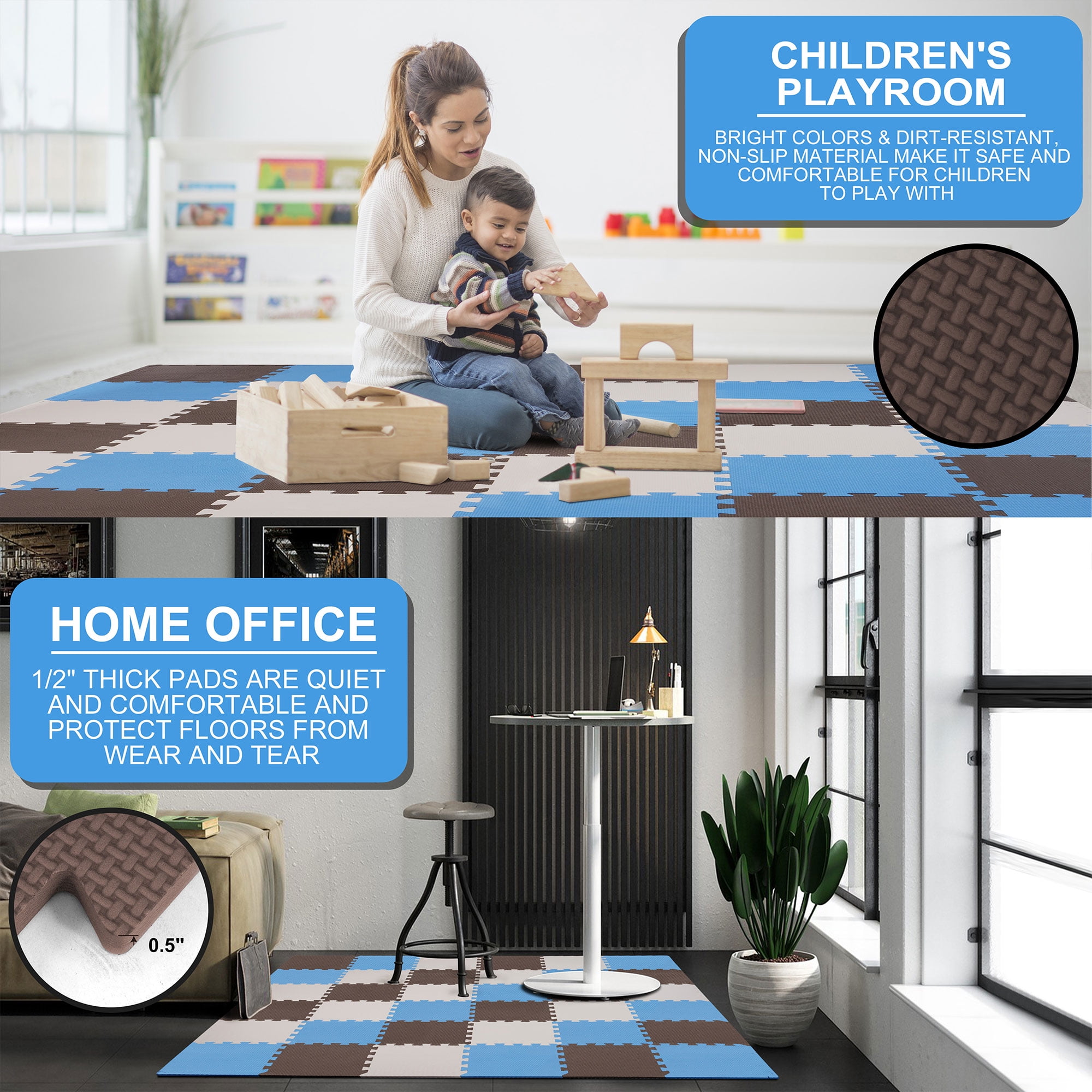 BalanceFrom Fitness 36 Tile Interlocking Puzzle Foam Exercise Play Mat Walmart