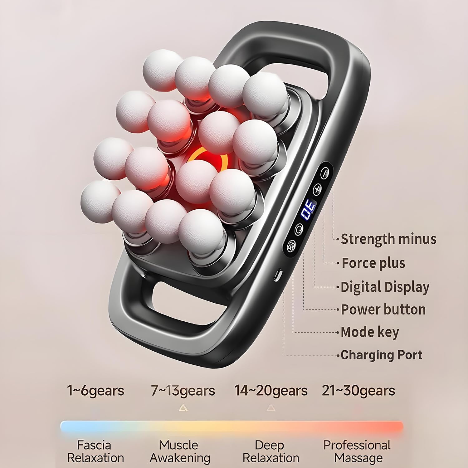 16 Head Deep Tissue Massage Gun - Portable Percussion Muscle Massager for Back Neck Shoulder Legs with Quiet Motor