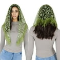 thumbnail image 6 of Lightweight Lace Floral Head Scarf Fringe Triangular Shawl Scarf Wrap Bandana for Women- One Size Fits Most, Green, 6 of 6