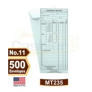 500 Cashier Depot MT235 Cashier's Report Envelope, 4 1/2" x 10 3/8", Premium 24lb White (500 Envelopes)