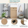 thumbnail image 4 of Rustic Bathroom Vanity with Reversible Resin Sink, Adjustable Shelf and Zinc Handles, 18.5" Wood Grain Melamine, 4 of 8