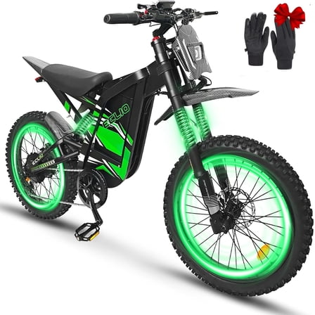 Electric Bike for Adults, Peak-4000W, Max 40MPH and 70Miles Electric Motorcycle,19" Fat Tire Dirt Bike,  7-Speed E-Bike with Full Suspension, Hydraulic Brakes
