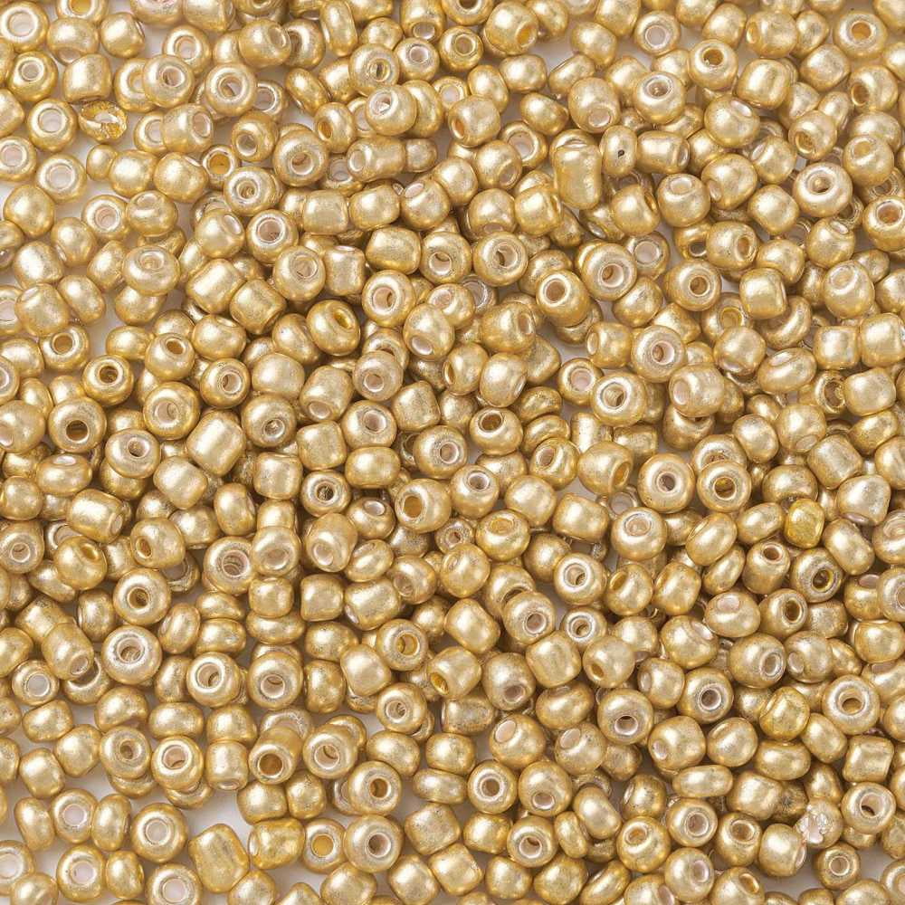 8/0 Glass Seed Beads Metallic Colours style Round golden 8/0 3mm Hole: 1mm 10000pcs/pound