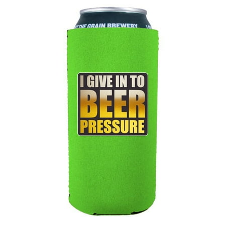 

I Give In To Beer Pressure 16 oz. Can Coolie (Bright Green)