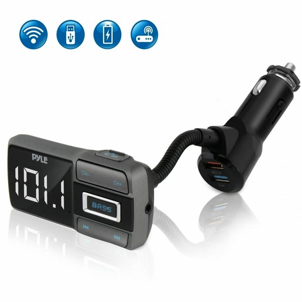 Pyle PBT99 - Car FM Transmitter with USB Quick , Hands-Free Talking Wire-less Car Adapter with