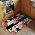 thumbnail image 3 of Flower Stripes Bathroom Rug Washable 2x3 Entryway Rug Non Slip Black White Geometric Pink Rose Floral Front Door Mat Low Pile Indoor Doormat Throw Floor Carpet for Kitchen Bedroom Entrance, 3 of 8