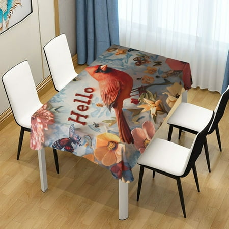 

ALAZA Cardinal in Flower Rectangle Tablecloth Tablecover Dinning Table Cloth 54 x54